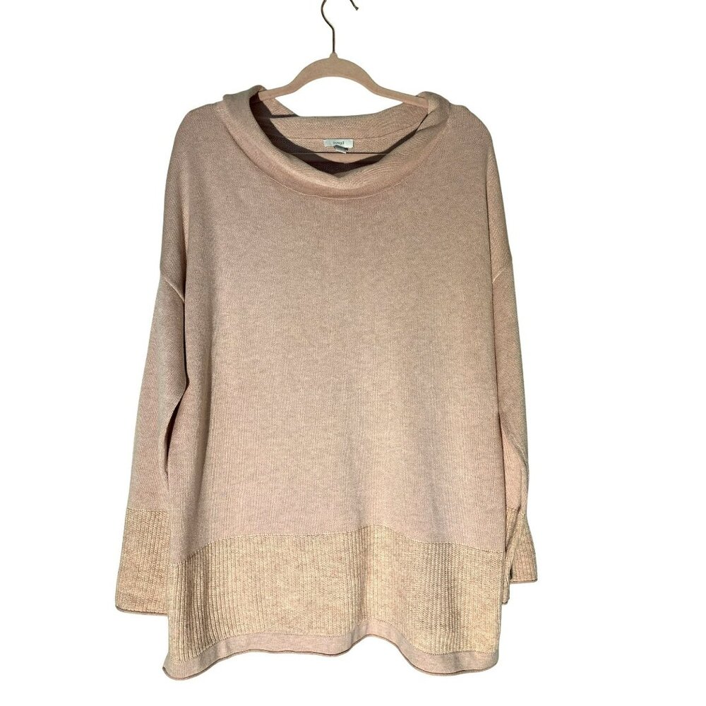 NWT J. Jill Pure Jill Soft Pink Heather Knit Long Sleeve Cowl Neck Sweater L